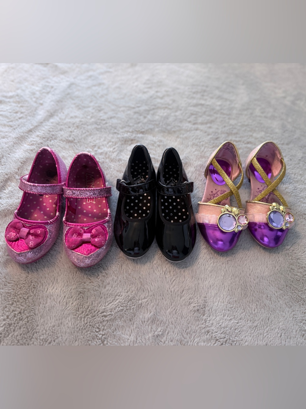 3-Pair Girls Size 9C Dress Up Shoe Bundle | Princess, Pink & Black Mary Jane’s